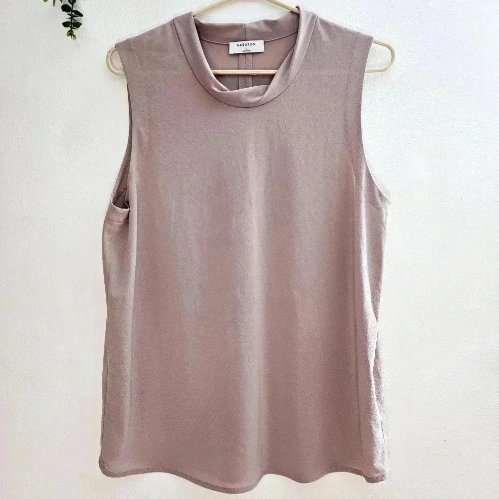 Babaton Sleeveless Mock Neck Top in Dusty Mauve